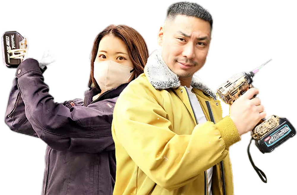 工具を手にした職人の男女（GATEN職）